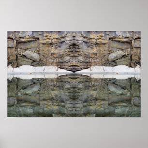Rotswandreflecties in vijver Spiegelkunst Poster