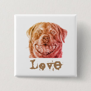 Rott Liefde Vierkante Button 5,1 Cm