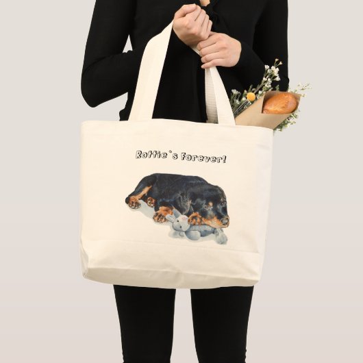 rotte puppy kudde teddy hond portret kunst grote tote bag (Voorkant (product))