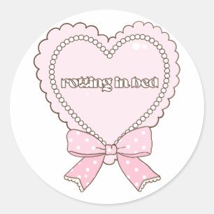 Rottend in Bed Hart Ontwerp Parels & Strikjes Sc Ronde Sticker