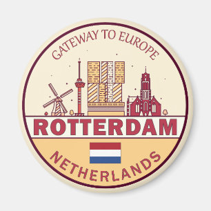 Rotterdam Nederland City Skyline Emblem Magneet