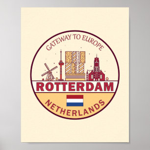 Rotterdam Nederland City Skyline Emblem Poster
