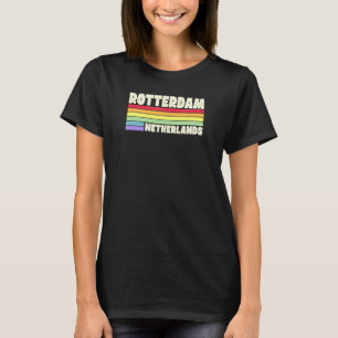 Rotterdam Nederland Regenboog Gay Pride Merch Retr T-shirt