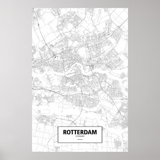 Rotterdam, Nederland (zwart op wit) Poster (Voorkant)