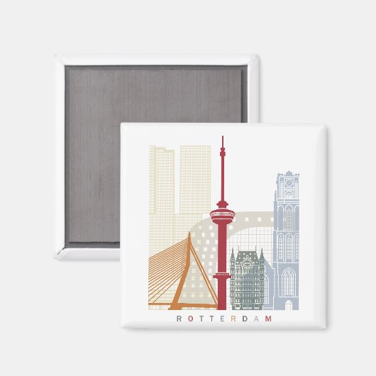 Rotterdam skyline poster magneet (Voorkant / Achterkant)