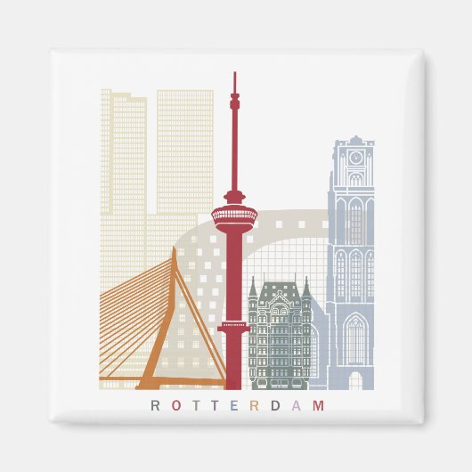 Rotterdam skyline poster magneet (Voorkant)
