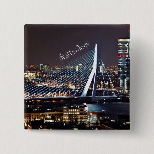 Rotterdam stadsgezicht vierkante button 5,1 cm