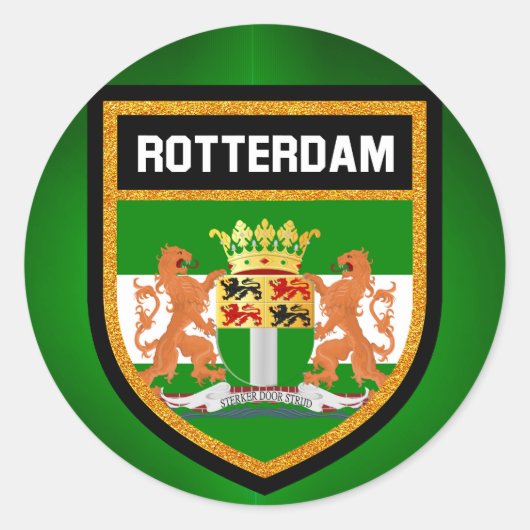 Rotterdam vlag ronde sticker (Voorkant)