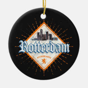Rotterdamse stad Nederland Skyline Nederlandse Vin Keramisch Ornament