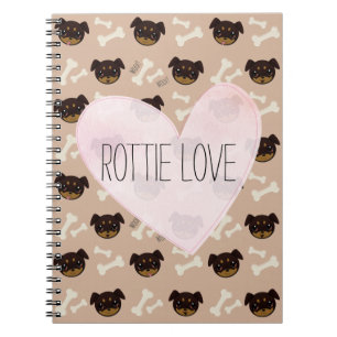 Rottie Cute Rottweiler Puppy & Bot Patroon Notitieboek