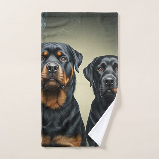 Rottie en zijn baby handdoek (Handdoek)