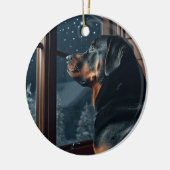 Rottie Kerstmis Keramisch Ornament (Links)