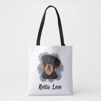 Rottie Love tote– Whimsical Rottweiler Art Draagtas