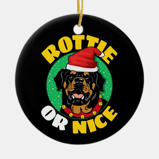 Rottie of Nice met Kerstmis Keramisch Ornament (Voorkant)
