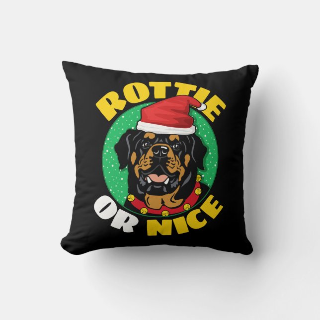 Rottie of Nice met Kerstmis Kussen (Voorkant)