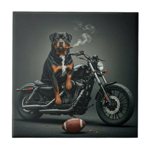 Rottie op de fiets tegeltje