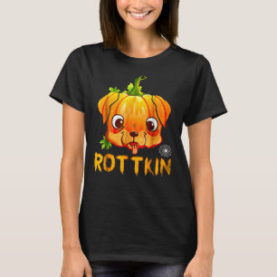 Rottkin Schattige Rottweiler Puppy Pumpkin Hondenl T-shirt