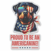Rottweiler 4 juli Amerikaanse vlag bril Sticker (Voorkant)