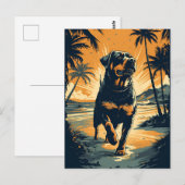 Rottweiler aan het strand briefkaart (Voorkant / Achterkant)