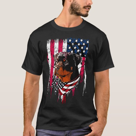 Rottweiler American Flag T-shirt (Voorkant)