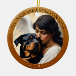 Rottweiler Angel Gepersonaliseerde Memorial Kerami Keramisch Ornament