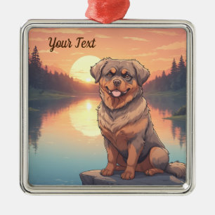 Rottweiler bij het meer metalen ornament