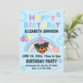 Rottweiler Birthday Invitation in Blue (Debout devant)