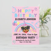 Rottweiler Birthday Invitation in Pink (Debout devant)