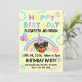 Rottweiler Birthday Invitation in Yellow (Debout devant)