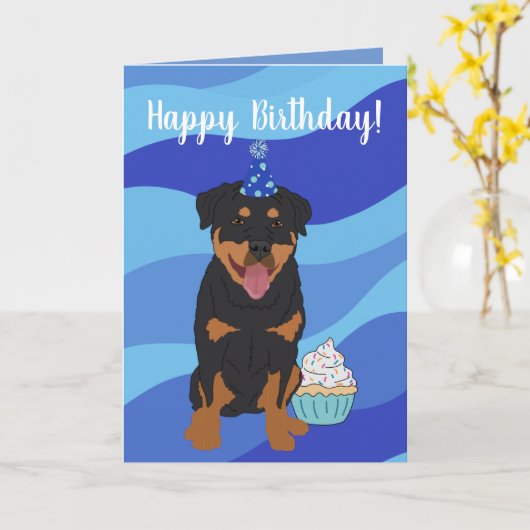 Rottweiler Birthday Kaart (Gele Bloem)