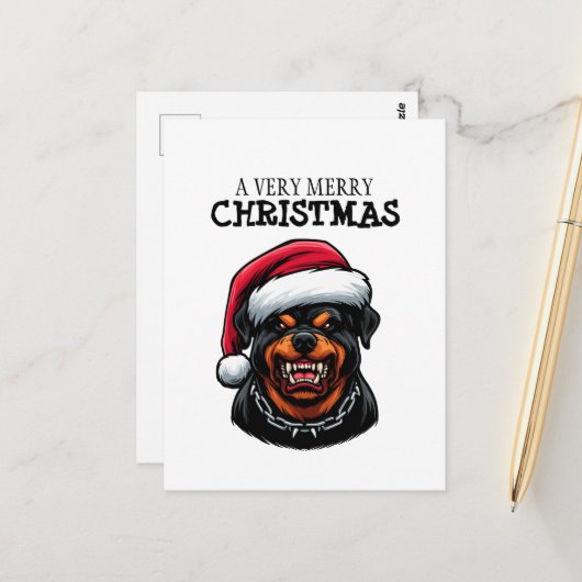 ROTTWEILER BRIEFKAART VOOR KERSTMIS (Voorkant / Achterkant in situ)