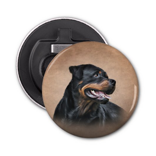 Rottweiler Button Flesopener (Voorkant)