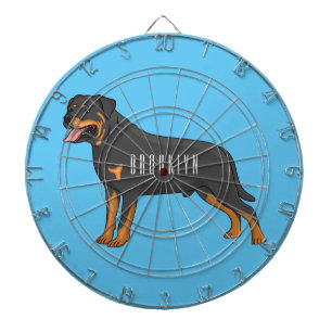 Rottweiler cartoon illustratie dartbord
