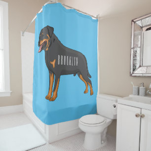 Rottweiler cartoon illustratie douchegordijn