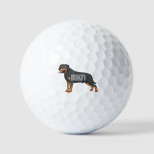 Rottweiler cartoon illustratie golfballen