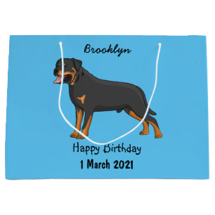Rottweiler cartoon illustratie groot cadeauzakje