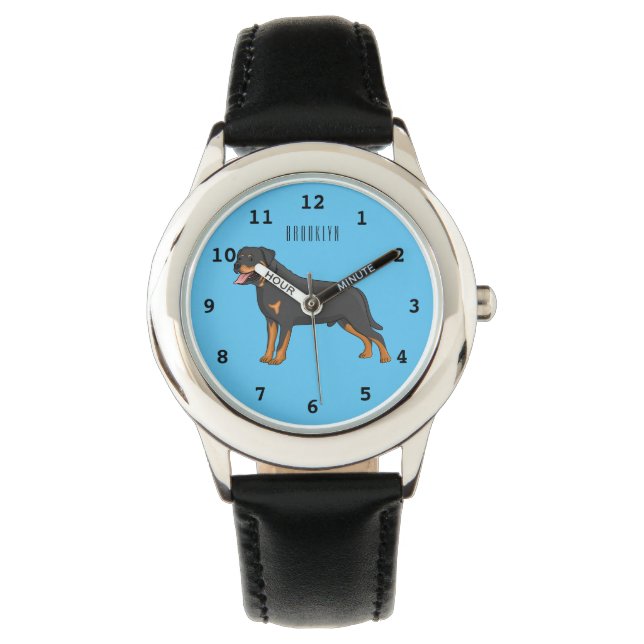 Rottweiler cartoon illustratie horloge (Voorkant)