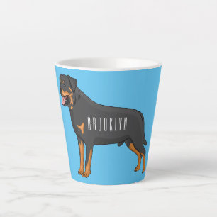 Rottweiler cartoon illustratie latte mok