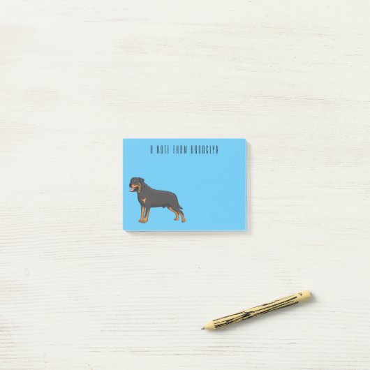 Rottweiler cartoon illustratie post-it® notes (Op bureau)