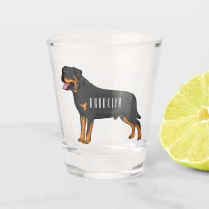Rottweiler cartoon illustratie shot glas