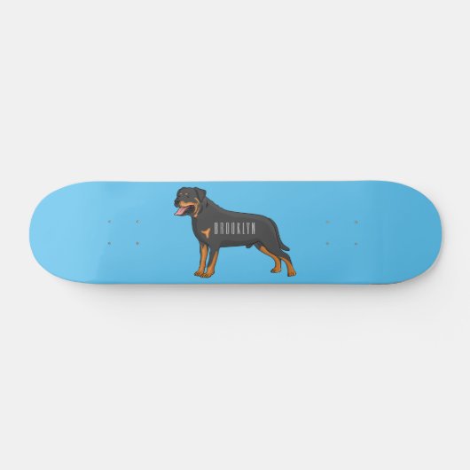 Rottweiler cartoon illustratie skateboard (Horizontaal)