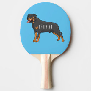 Rottweiler cartoon illustratie tafeltennisbatje