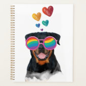 Rottweiler Chien avec Coeurs Saint-Valentin (Devant)