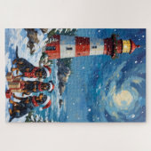 Rottweiler Christmas Lighthouse Holiday Legpuzzel (Horizontaal)