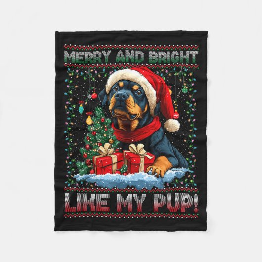 Rottweiler Christmas Tree Decorations Dog Lover Xm Fleece Deken (Voorkant)