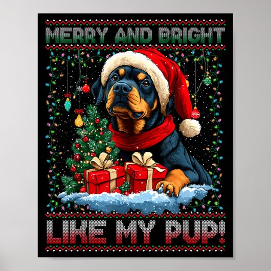 Rottweiler Christmas Tree Decorations Dog Lover Xm Poster (Voorkant)