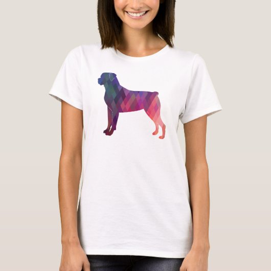 Rottweiler Colorful Geometric Pattern Silhouette T-shirt (Voorkant)