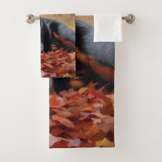 Rottweiler dans les feuilles d'automne automne aut (En situation)