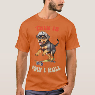 Rottweiler Dit is hoe ik schattig Rottie op Schaat T-shirt