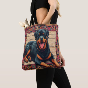 Rottweiler Dog 3D Stijlvolle Kleurrijke Rand Draagtas